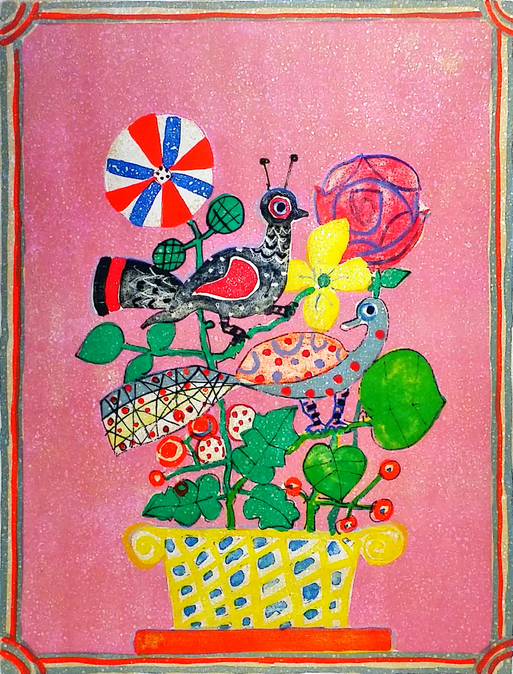 ポール・アイズピリ – 不思議な花束（リトグラフ 画面 63×47cm  