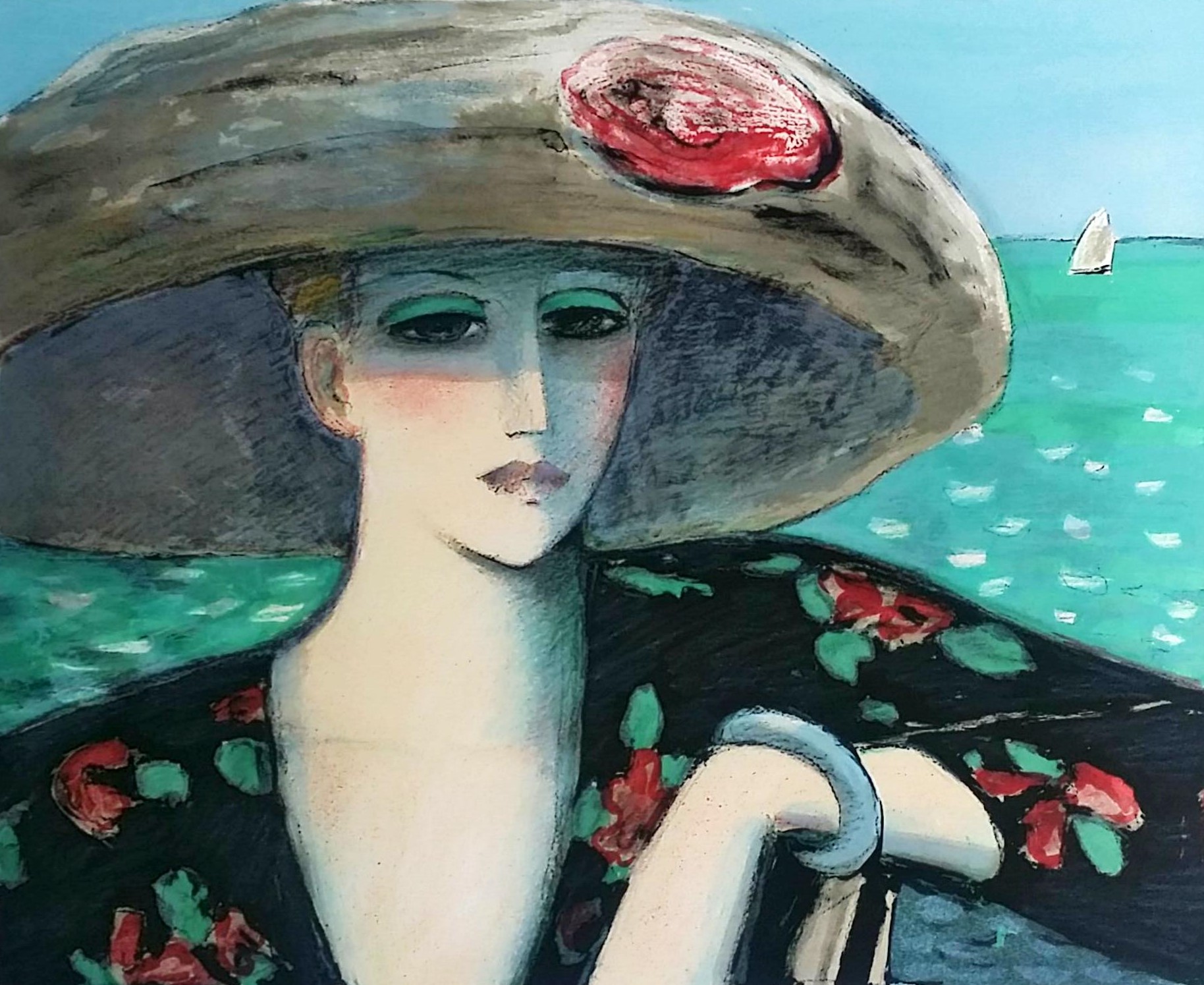 カシニョール – 海辺の女性(仮題)（リトグラフ ） - 画廊アート  