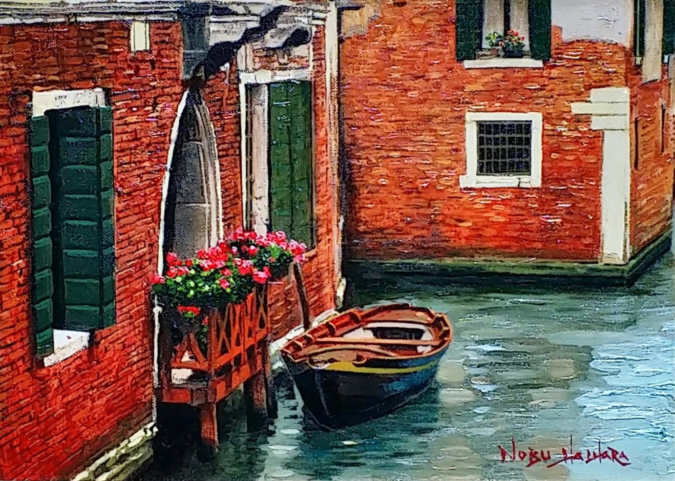 ノブ ハイハラ ベニスの朝 油彩 4号 画廊アートエミュウ Art Emy ユトリロ ジャンセン フランス美術 プラハ美術 現代アート 絵画買取