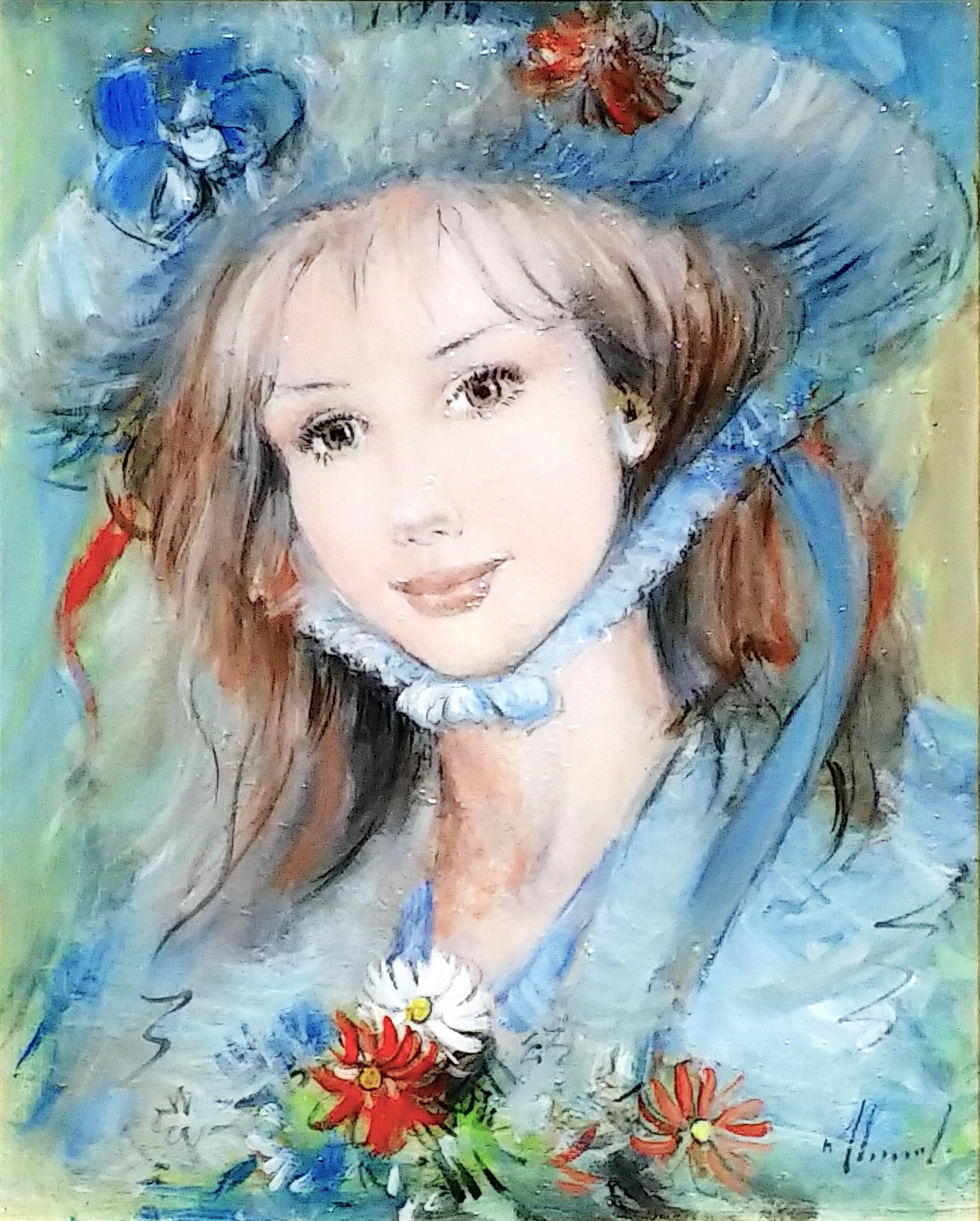 ホルヴァート – 花と少女（油彩 4号） - 画廊アートエミュウ - Art EMY