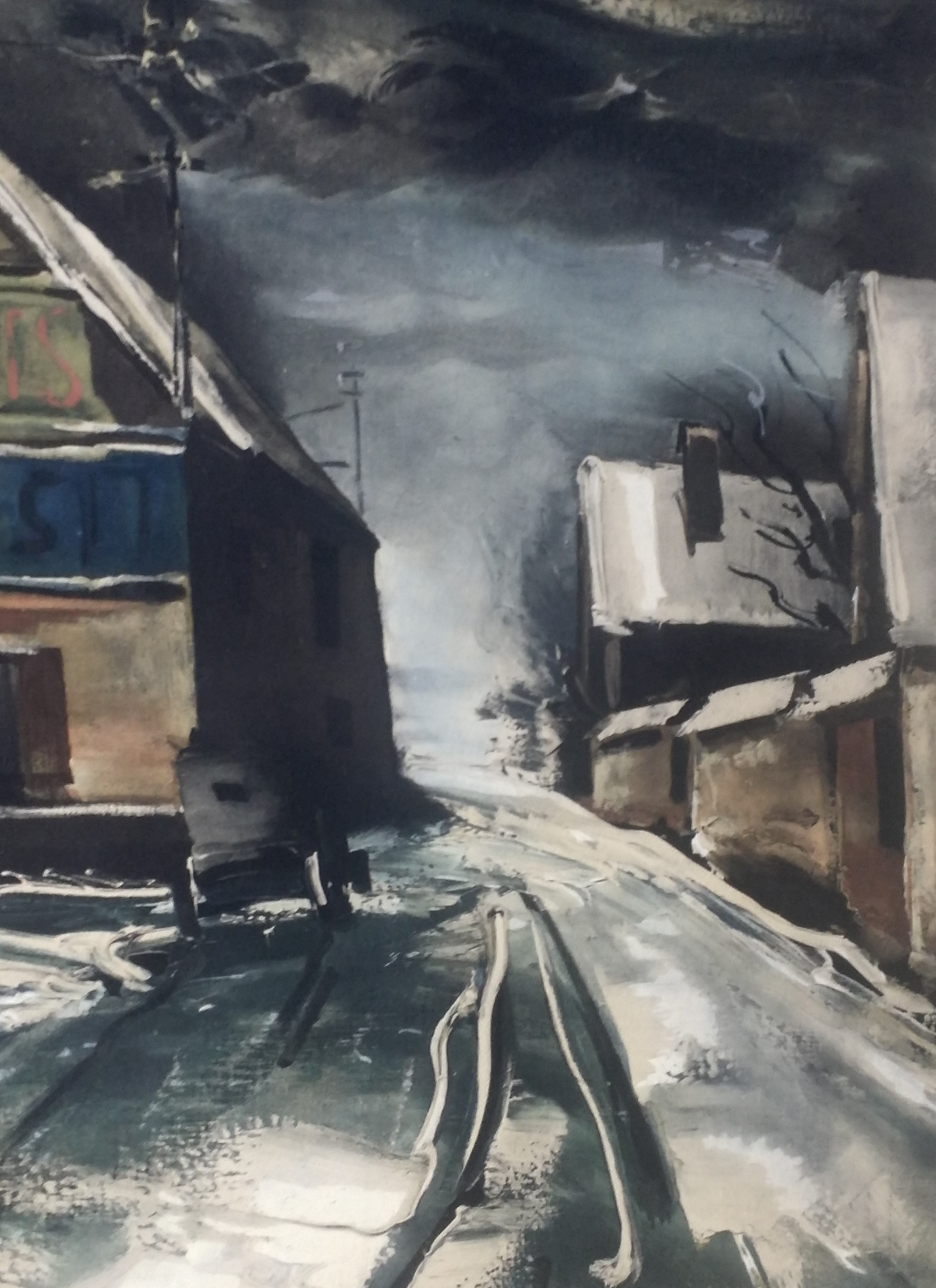 ブラマンク（ヴラマンク） – 雪の村（ヘリオグラビュール 画面 58×76cm 