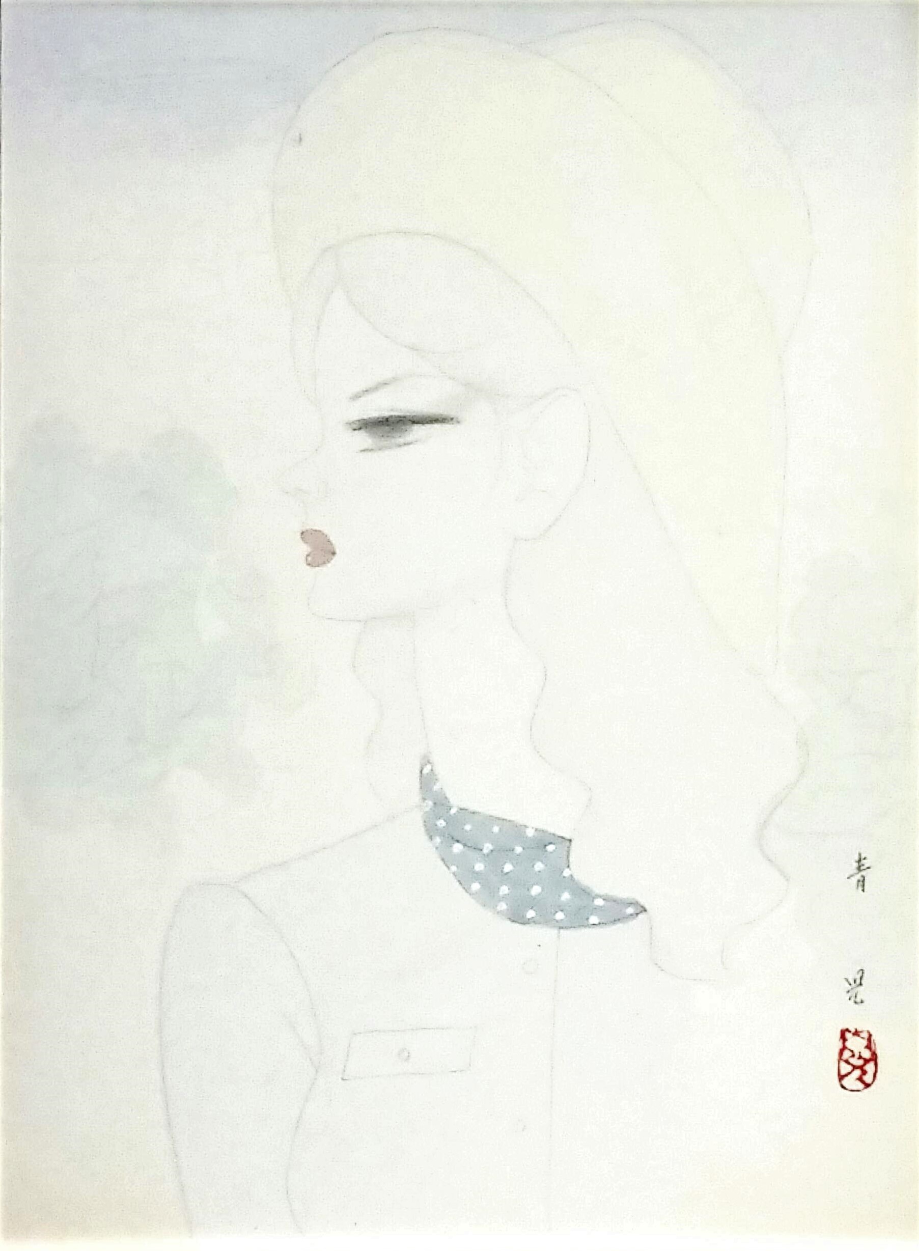 東郷青児 – 婦人像（水彩 33cm×24cm） - 画廊アートエミュウ - Art EMY