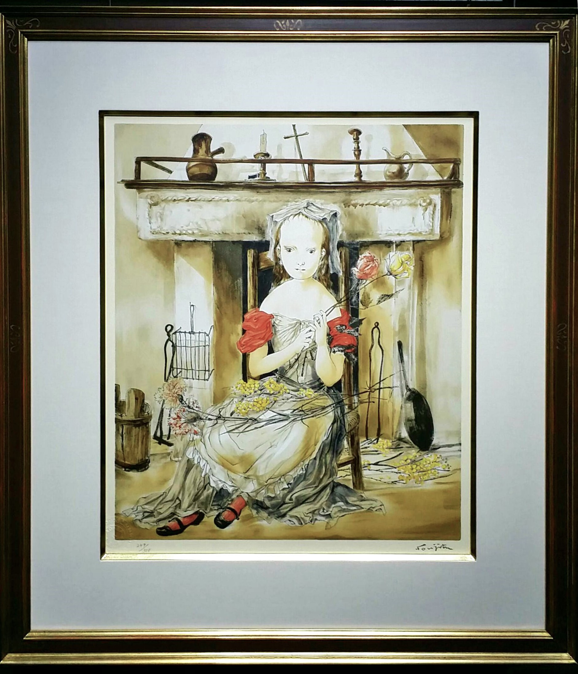 NEW限定品 藤田嗣治、「Issy-les-Moulineaux」、希少画集の額装画 