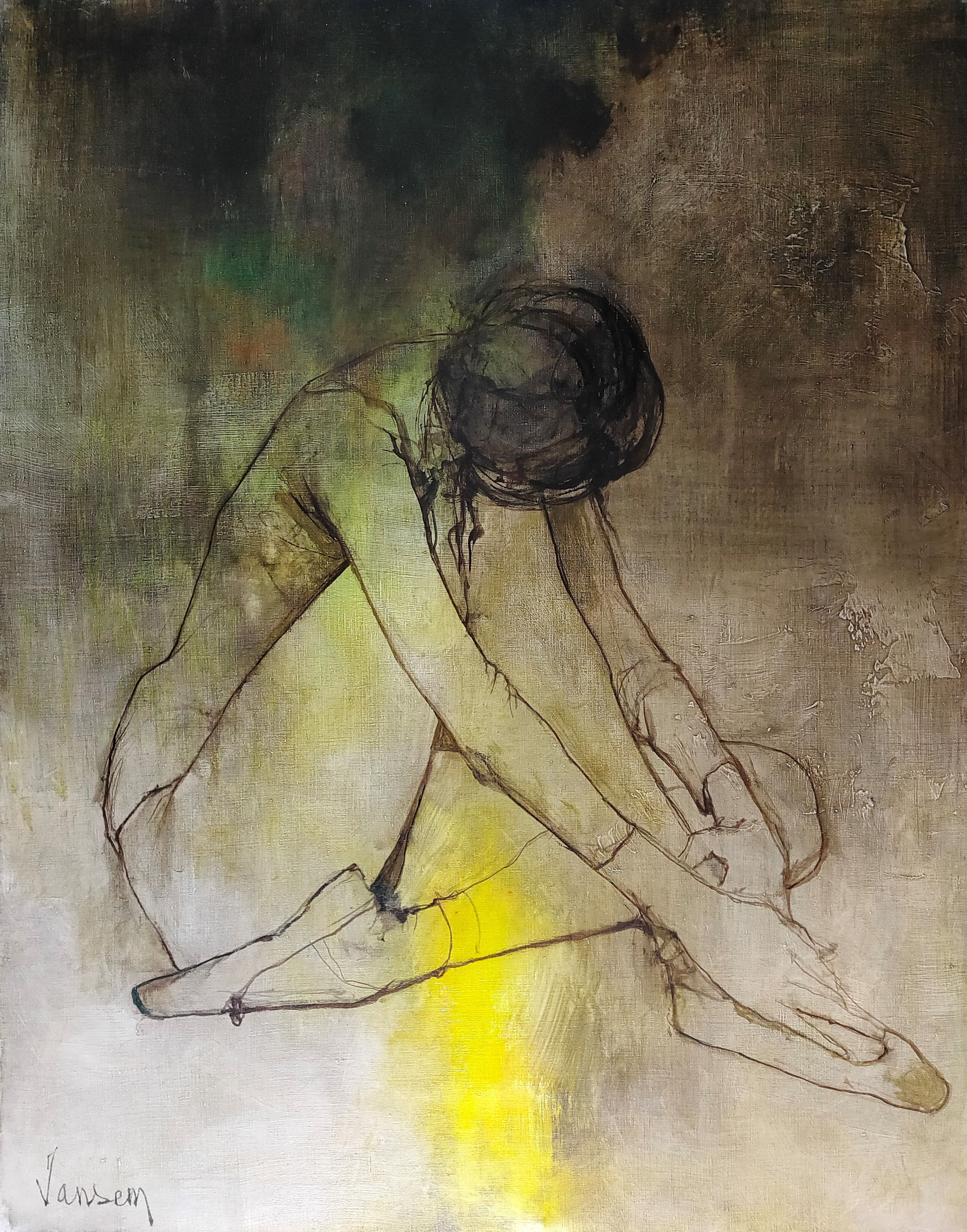 ジャンセン – 休息するバレリーナ（油彩 30号） - 画廊アートエミュウ