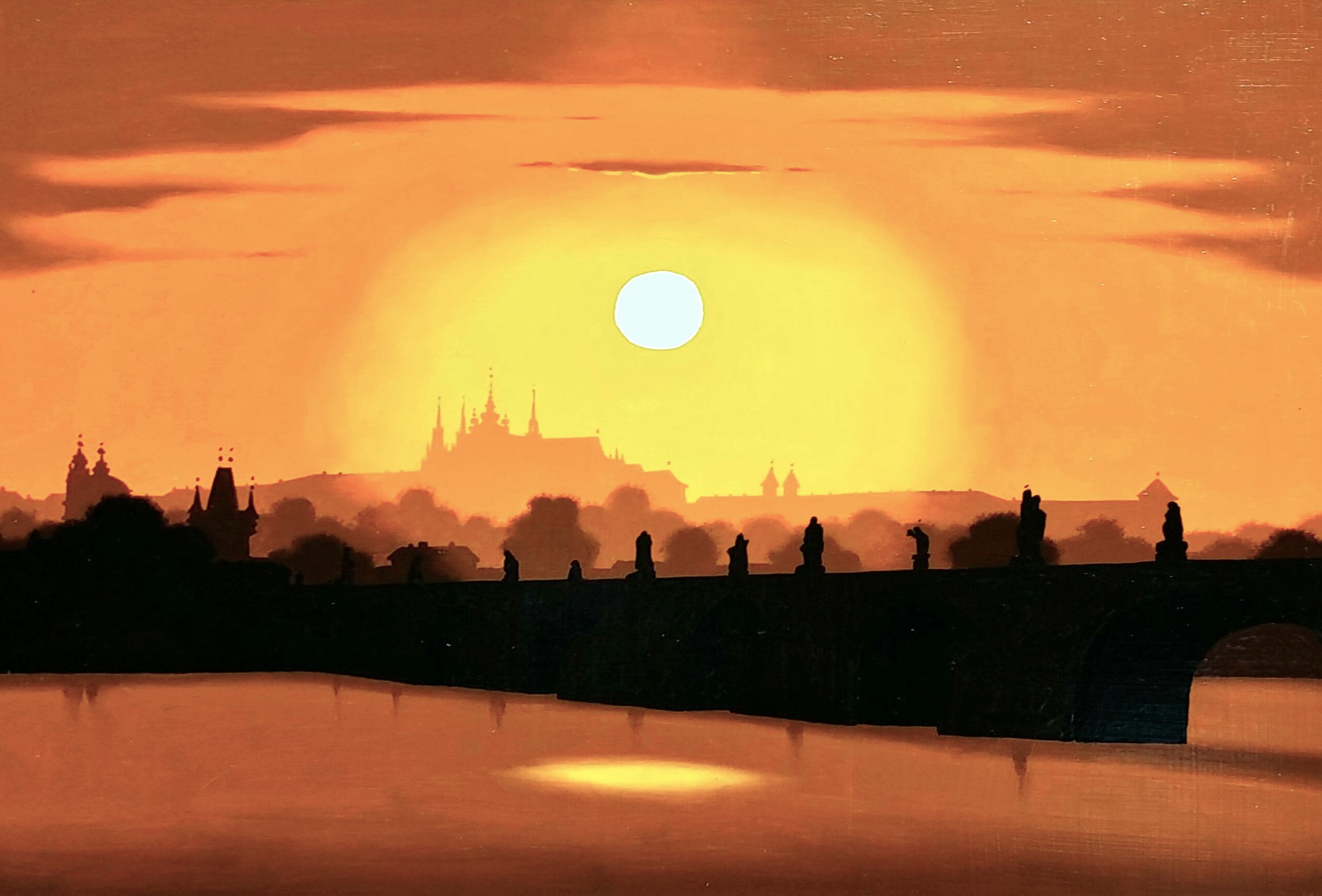 Prague-sunsetⅠ」油彩31.8×41cm.jpg