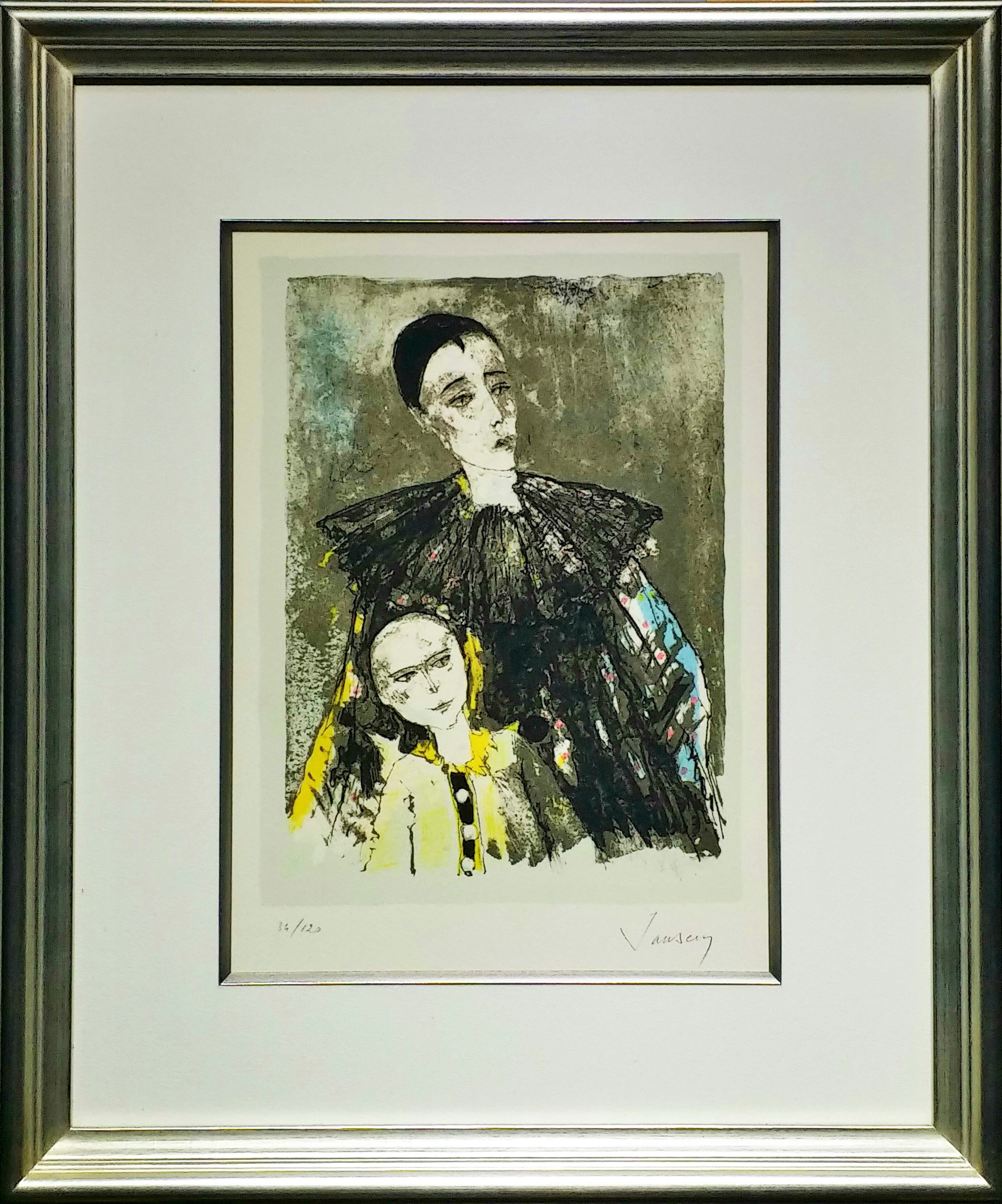 ジャンセン – 黒いピエロ（リトグラフ 画面 26×19.3cm） - 画廊アート 