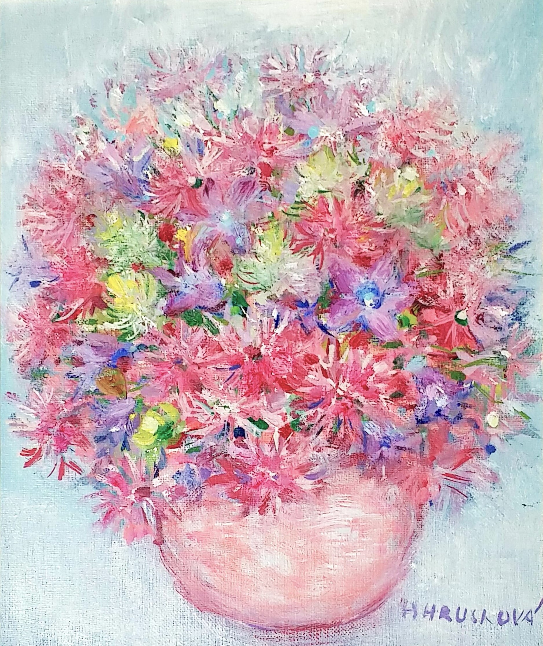 Pink-flower」油彩30×25cm-1.jpg