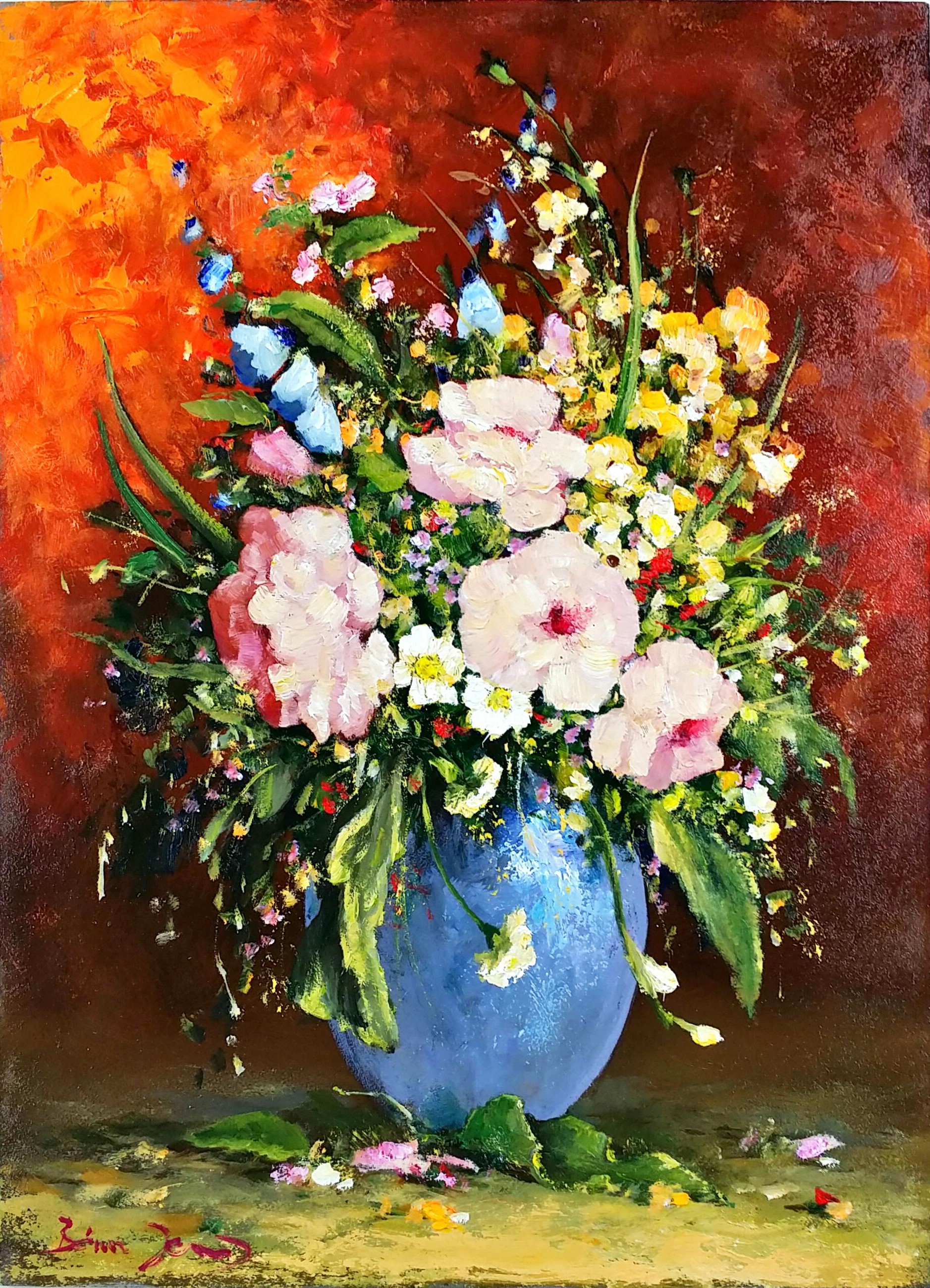 Still-life-with-flowers」油彩40x30cm.jpg