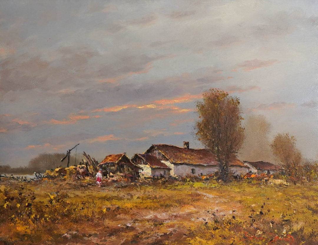 J「Sunset-at-farm-house」油彩6号1810-01.jpg