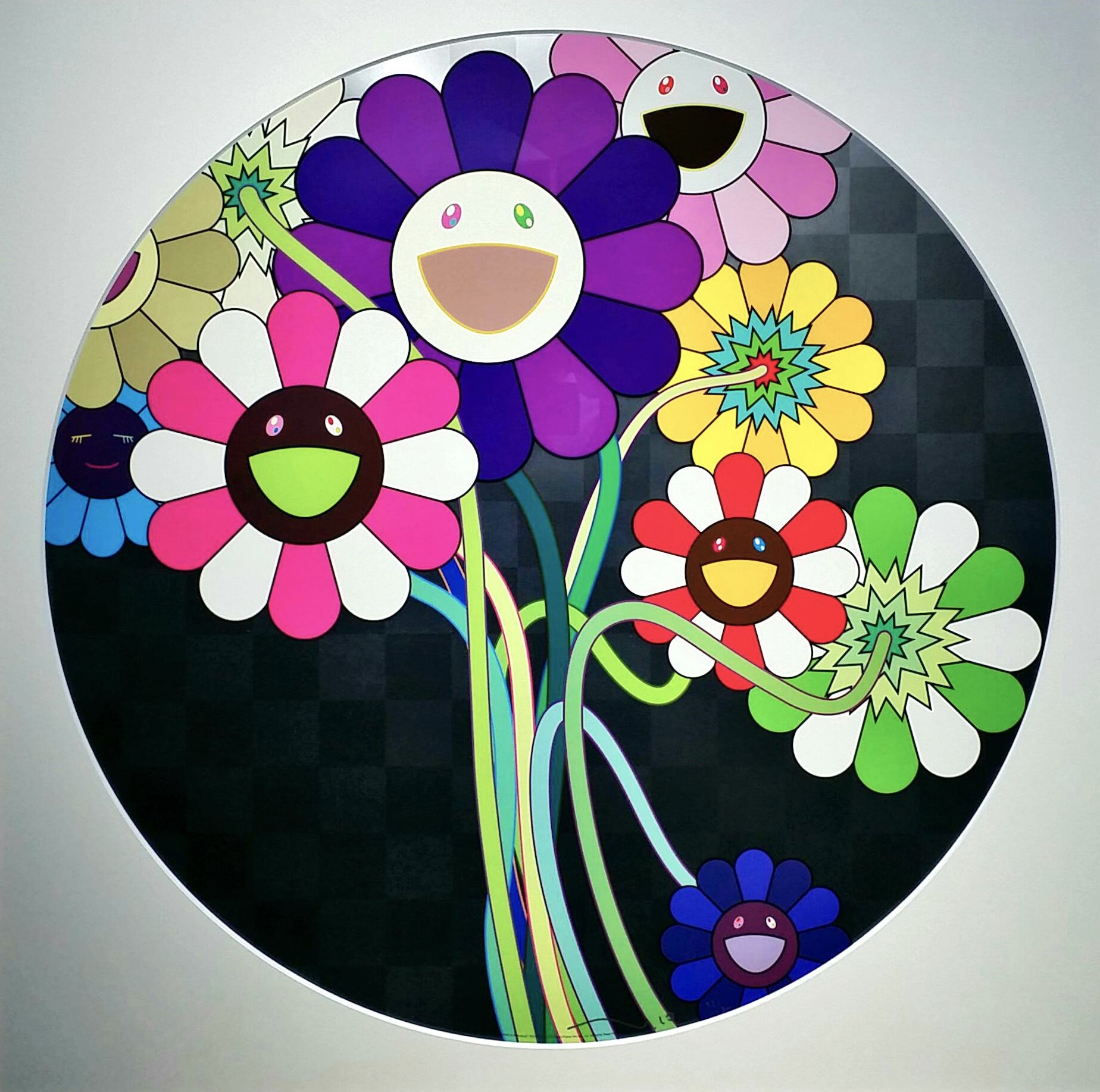 村上隆 – 紫色の花のある花束（リトグラフ 画面 69.7×69.7cm） - 画廊 