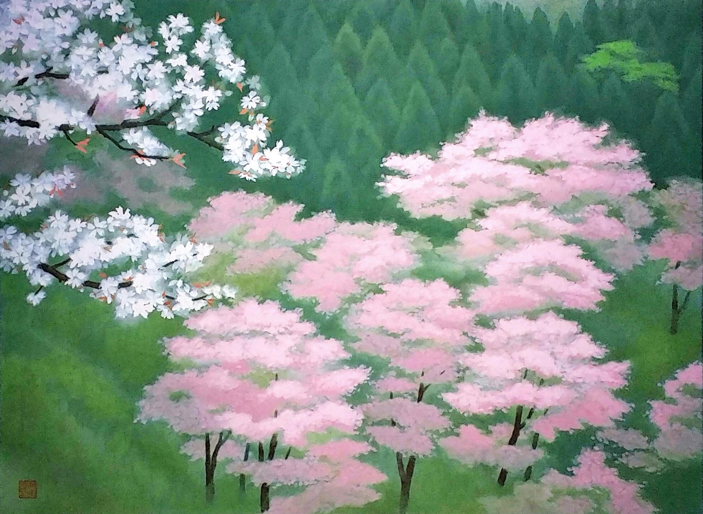 東山魁夷 – 吉野の春（リトグラフ 画面 45×60cm） - 画廊アート